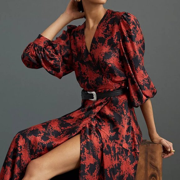 Anthropologie Red and Black Midi Dress - Picture 5 of 7